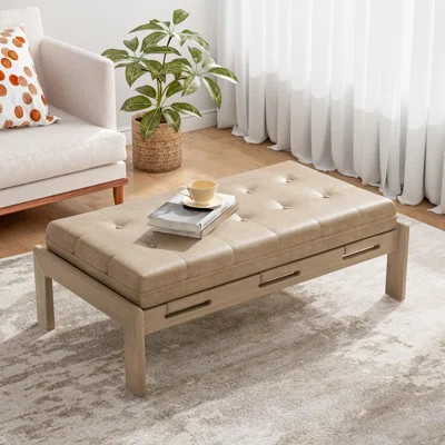 Izaic 48.4" Rectangle Tufted Upholstered Cocktail Ottoman | Wayfair North America