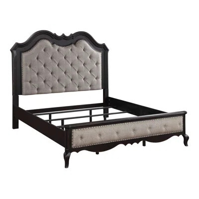 Aeryona Tufted Bed in Beige and Antique Black | Wayfair North America