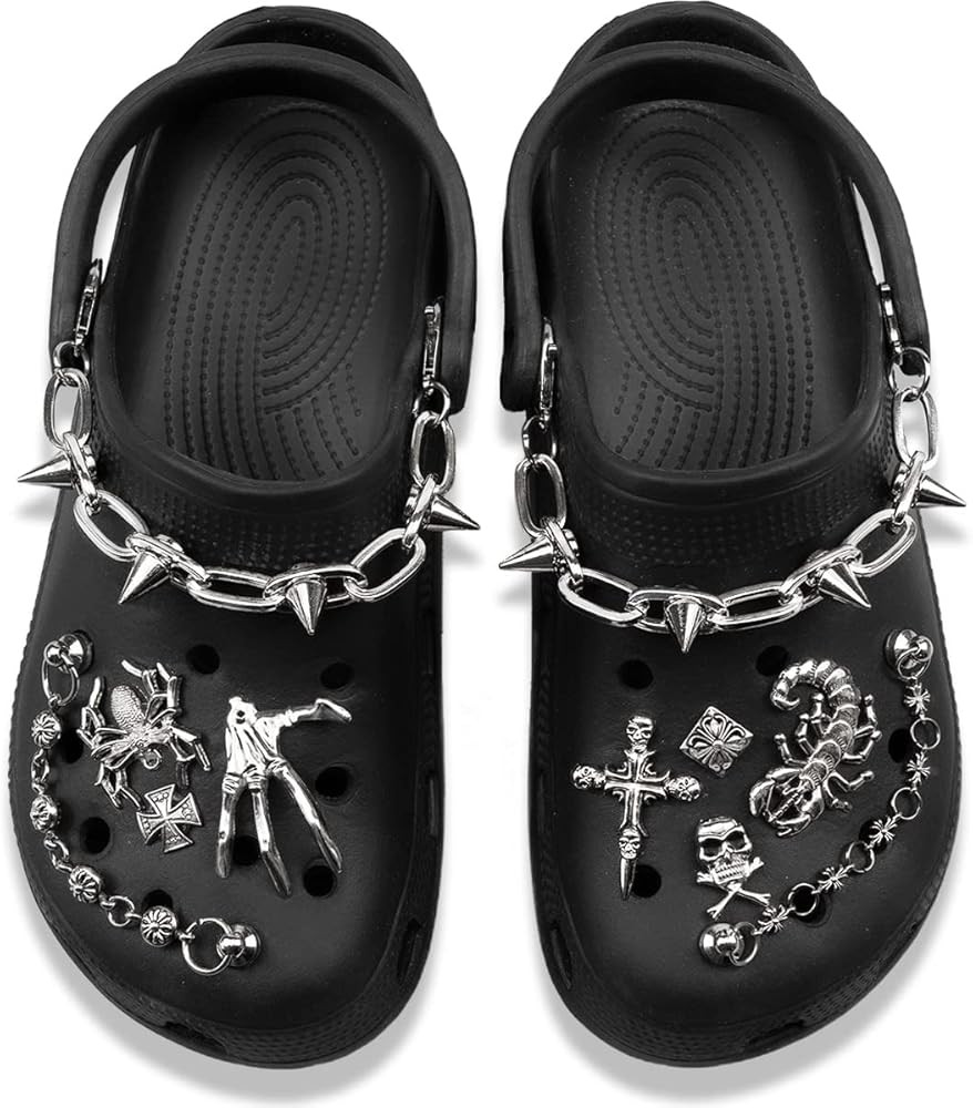 GOTPE Punk Rivets Shoe Charms Goth Shoe Decoration for Woman and Man DIY Clog Sandals Chains for ... | Amazon (US)
