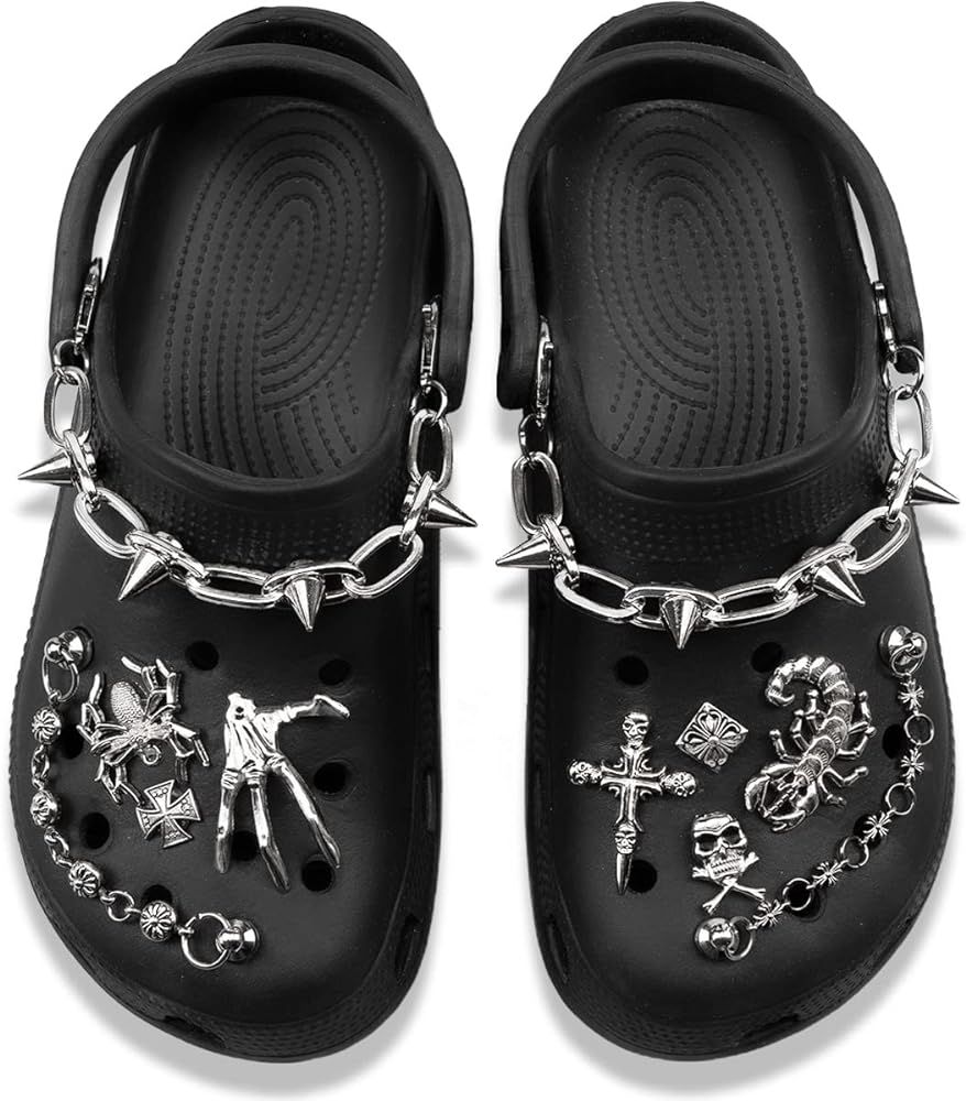 GOTPE Punk Rivets Shoe Charms Goth Shoe Decoration for Woman and Man DIY Clog Sandals Chains for ... | Amazon (US)