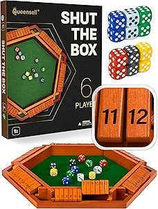 Shut The Box Game Wooden Board for 1-6 Players - 16-inch Shut The Box Game 12 Numbers for Adults ... | Amazon (US)