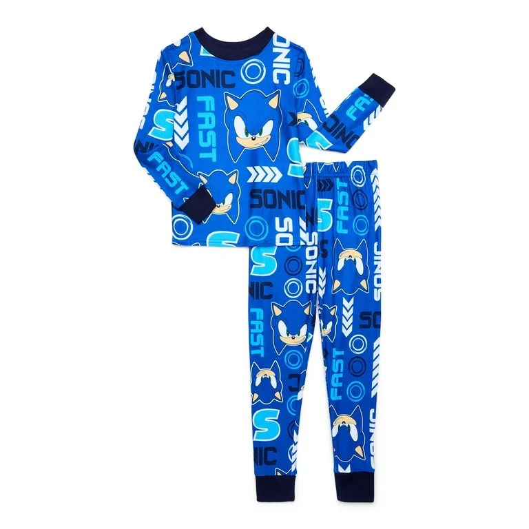 Sonic the Hedgehog Boys Snug Fit Long Sleeve Top and Pants Pajama Set, 2-Piece, Sizes 4-12 - Walm... | Walmart (US)