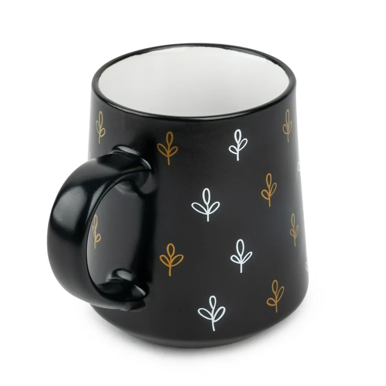 Thyme & Table Stoneware Coffee Mug, 16 fl oz, Black Leaf | Walmart (US)