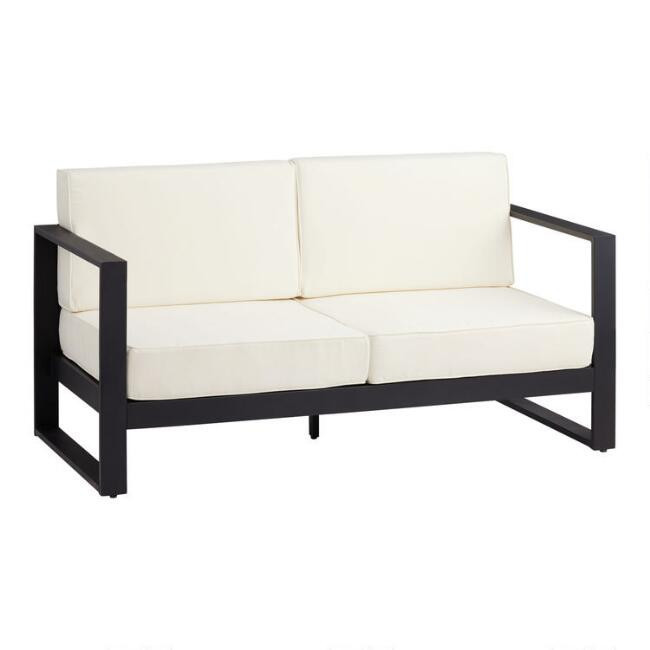 Segovia Black Metal Outdoor Loveseat | World Market