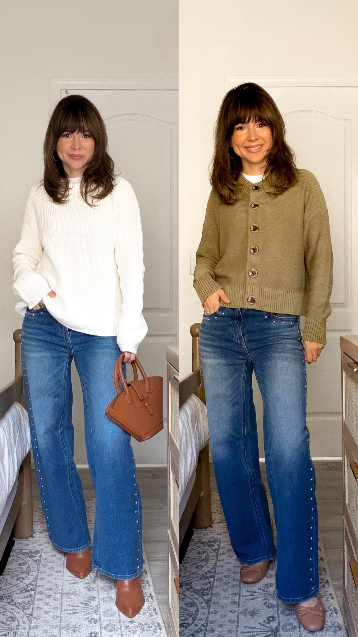 These are my everyday statement jeans.

I love that they feel simple enough for daily wear but still add interest to an outfit. I style them casually with sweaters and flats or dress them up with boots — they’re surprisingly versatile.

The length and fit work well on my 5’2” frame, which is why they’ve stayed in my closet. Linking both ways I wore them here.

Jean 25
Sweaters small


#LTKPetite
