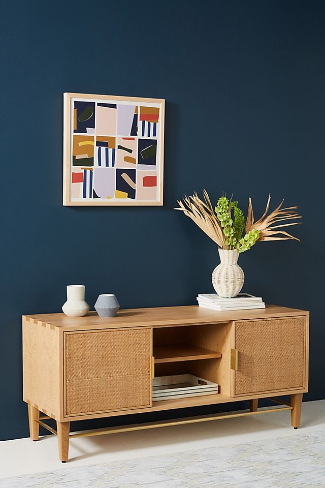 Wallace Cane and Oak Media Console | Anthropologie (US)