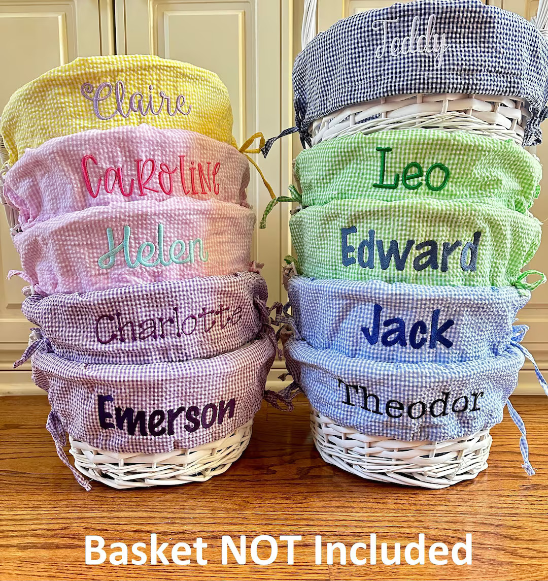 Personalized Easter Basket Liner ONLY, Kids Seersucker Fabric W/ Name or Monogram, Monogrammed Bu... | Etsy (US)