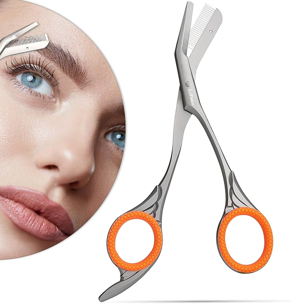 LePinko Eyebrow Trimming Scissors with Combs, Gifts For Men Women Stocking Stuffers, Gray | Amazon (US)