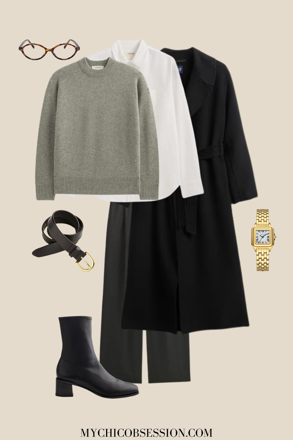 Layered looks aren't just warm and cozy for your winter outfits, they're also an easy way to instantly look more put-together. For a chic winter workwear ensemble, layer a crewneck sweater over an Oxford shirt, paired with a warm wool wrap coat. Accessorize with a belt, gold watch, blue light glasses and ankle boots. 

 #LTKSeasonal #LTKWorkwear