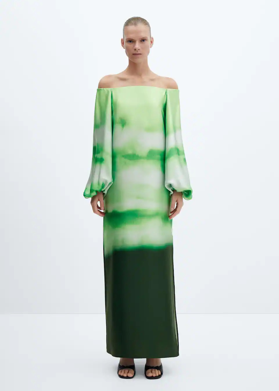 Degraded off-the-shoulder dress -  Women | Mango USA | MANGO (US)
