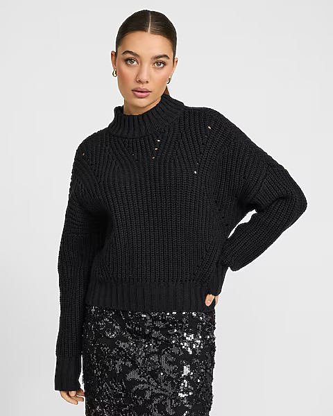 Open Stitch Mock Neck Sweater | Express