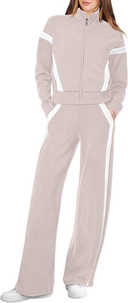 XIEERDUO Lounge Sets for Women 2025 Sweatsuit 2 Piece Outfits Sweatshirt Wide Leg Sweatpant Track... | Amazon (US)