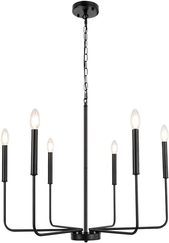 WBinDX Black Chandelier Modern Farmhouse Dining Room Light Fixture, 6-Light Rustic Industrial Met... | Amazon (US)