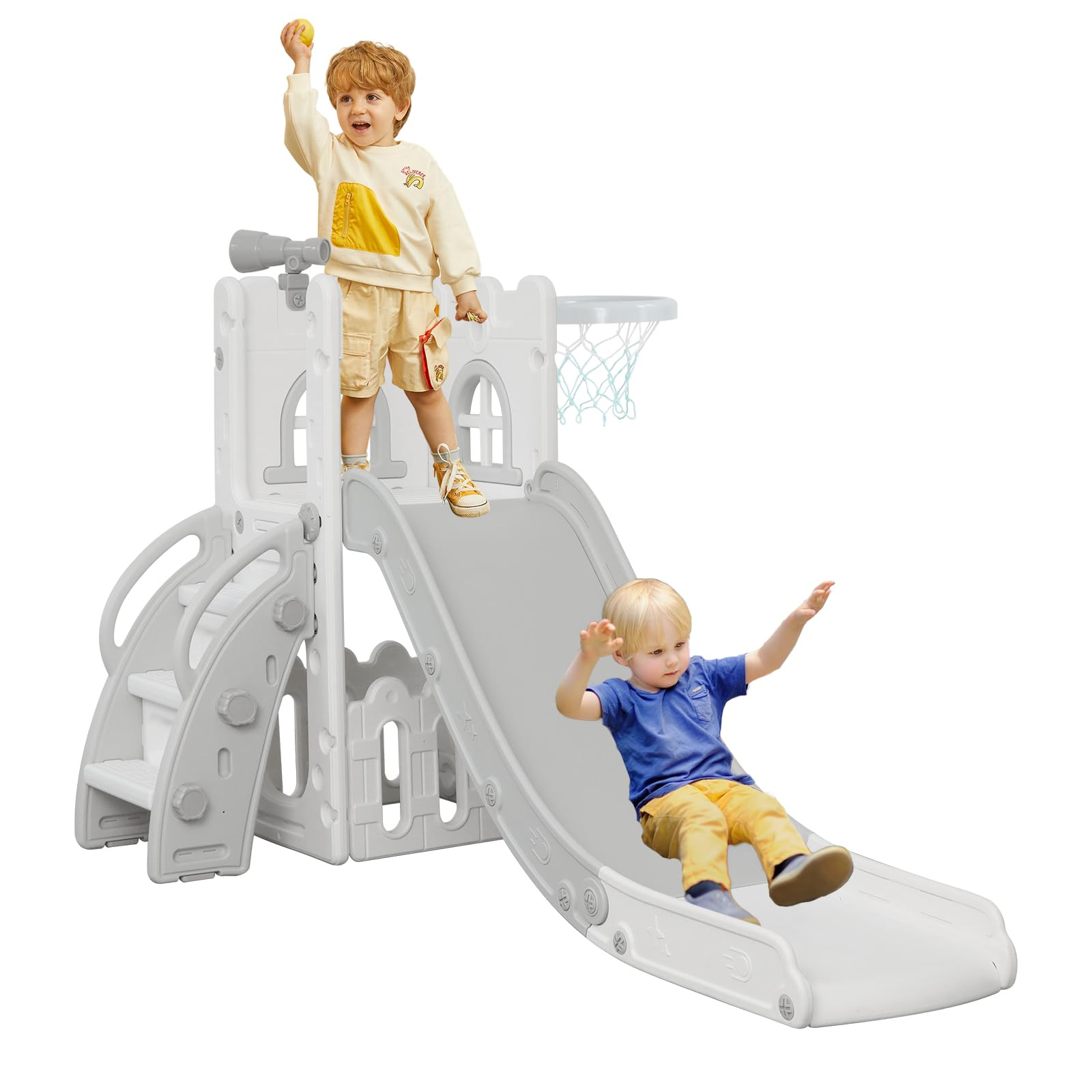 6 in 1 Toddler Slide,Kids Climber Slider for Indoor Outdoor Playground with Basketball Hoop,Stora... | Amazon (US)