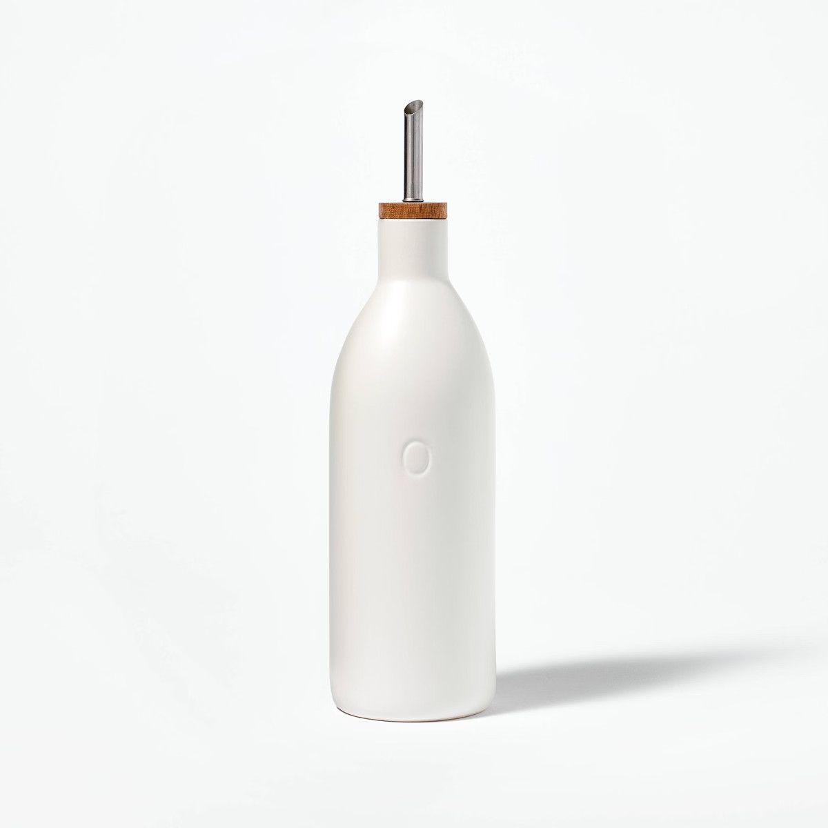 Ceramic Oil Pour Bottle Cream - Figmint™: Stoneware Oil Dispenser with Stainless Steel & Wood L... | Target