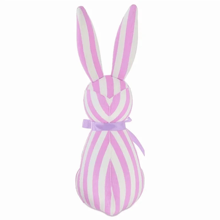 9.8" Lovely Lavender Striped Easter Bunny Statues - Light Purple Flocked Rabbit Figurines - Sprin... | Walmart (US)