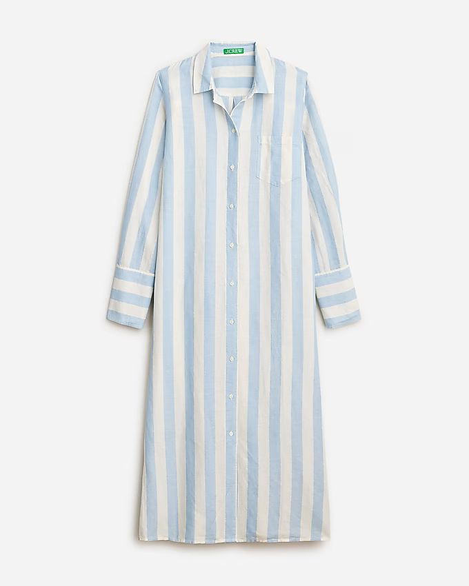 Long beach shirt in striped linen-cotton blend | J.Crew US