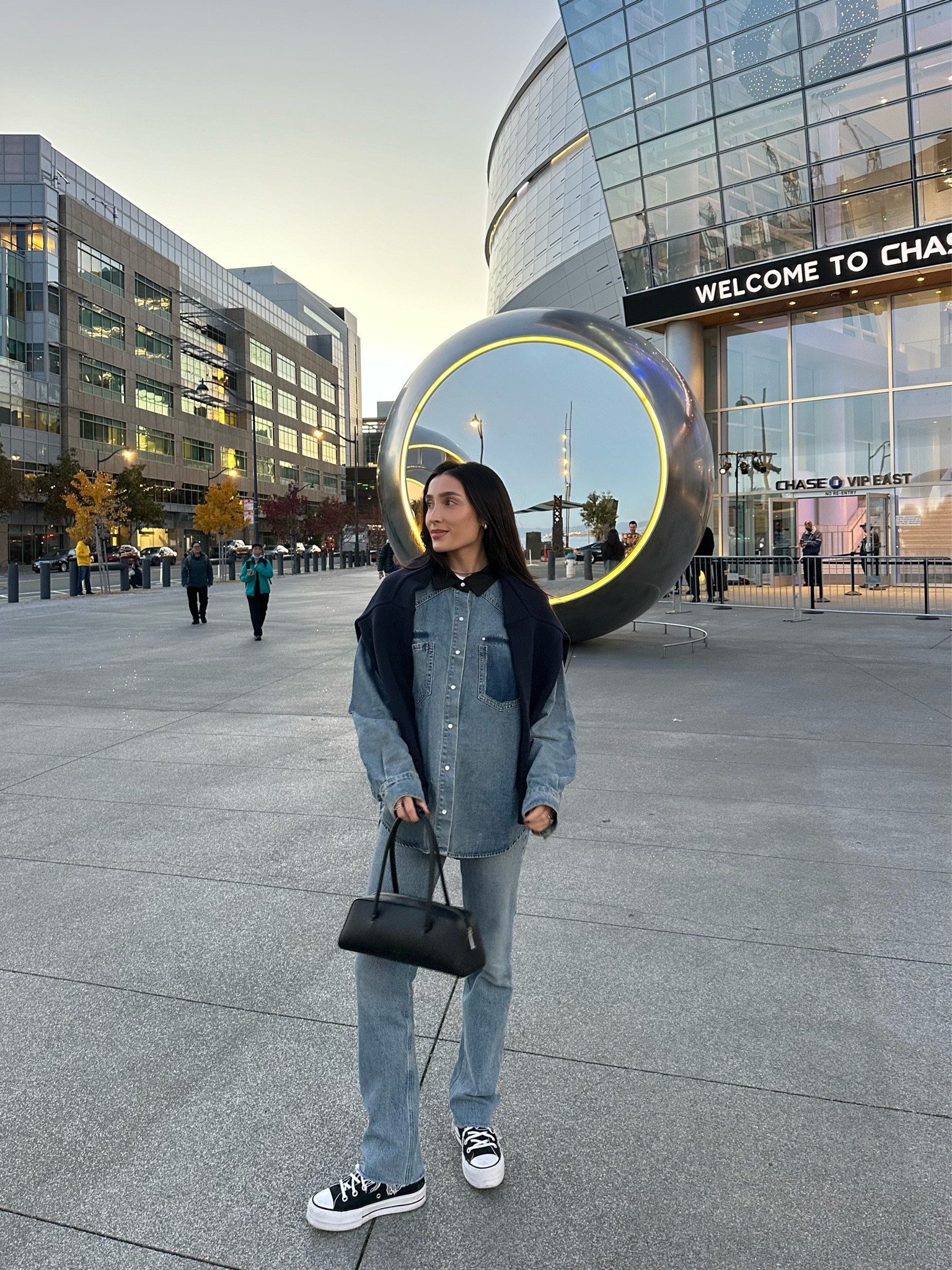 Outfit for the Warriors game 💛 wearing 23 in the jeans and a small in the sweater. Bag and shirt is on my Shop My

#LTKStyleTip #LTKShoeCrush