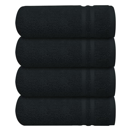 Infinitee Xclusives Black Hand Towels Set of 4 (16x28 inches) – 100% Turkish Cotton Ultra Soft and Highly Absorbent Hotel Quality Black Hand Towels for Bathroom | Amazon (US)