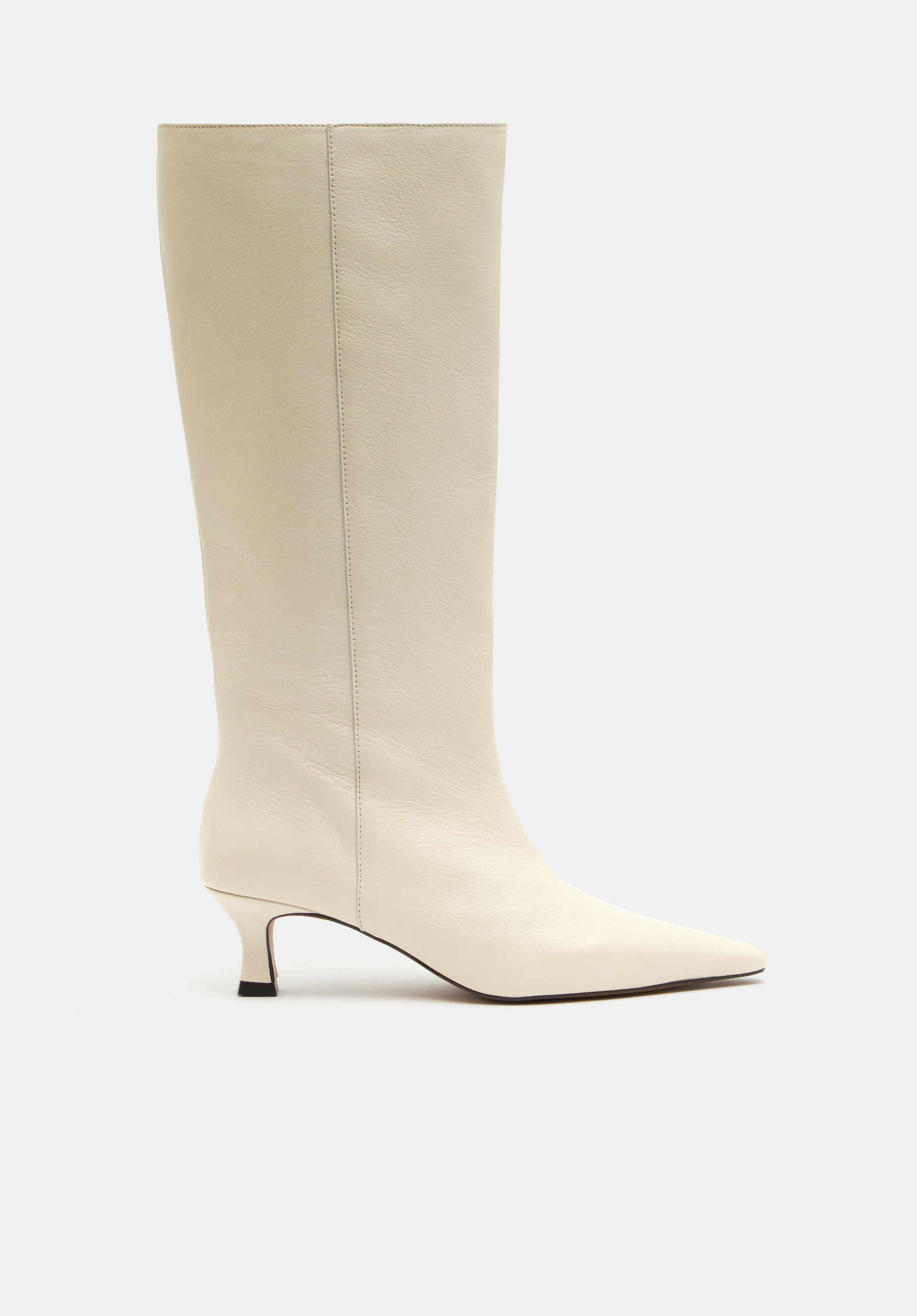 Katlynn Leather Kitten Heel Knee Boots | Hush UK