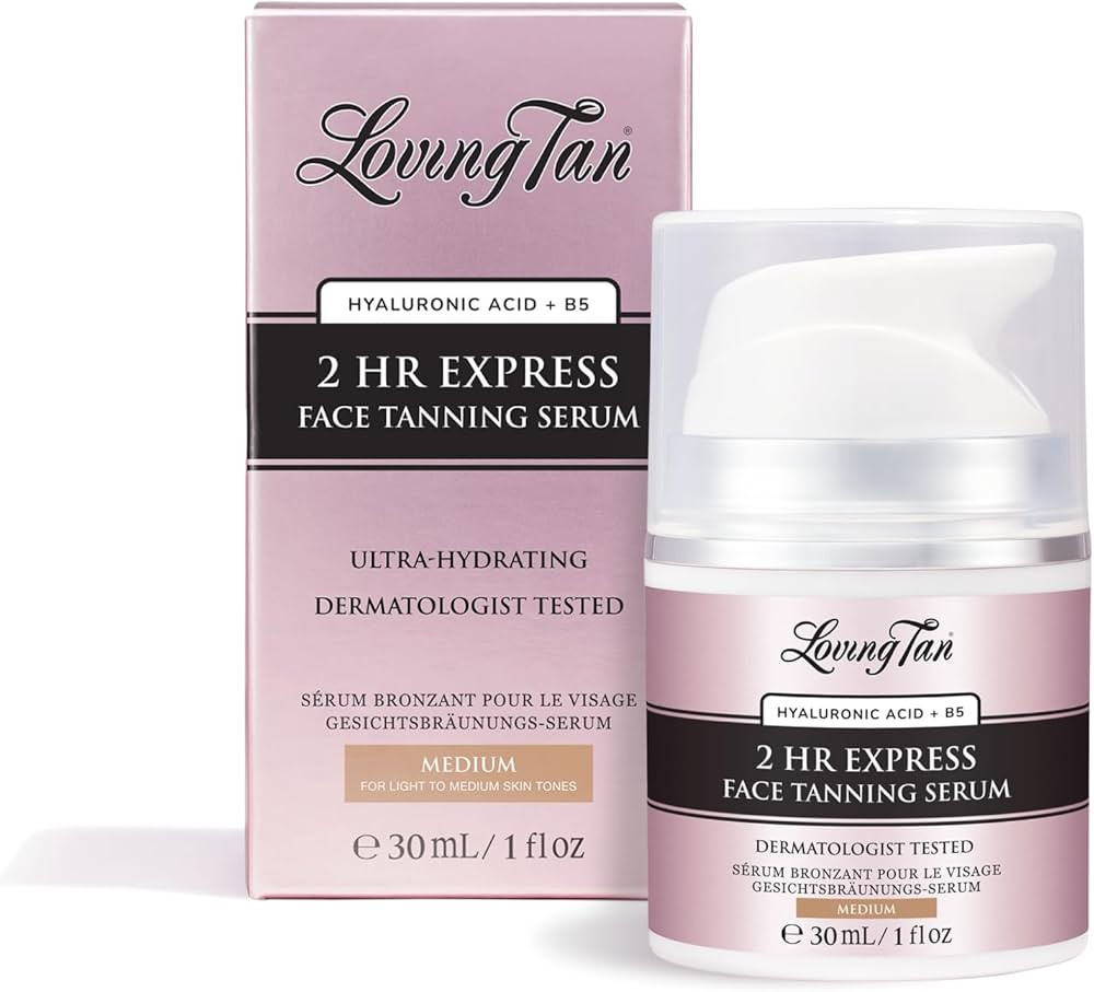 Loving Tan NEW 2 Hr Express Face Tanning Serum, Medium - Hydrating, Natural-Looking Glow Sunless ... | Amazon (US)