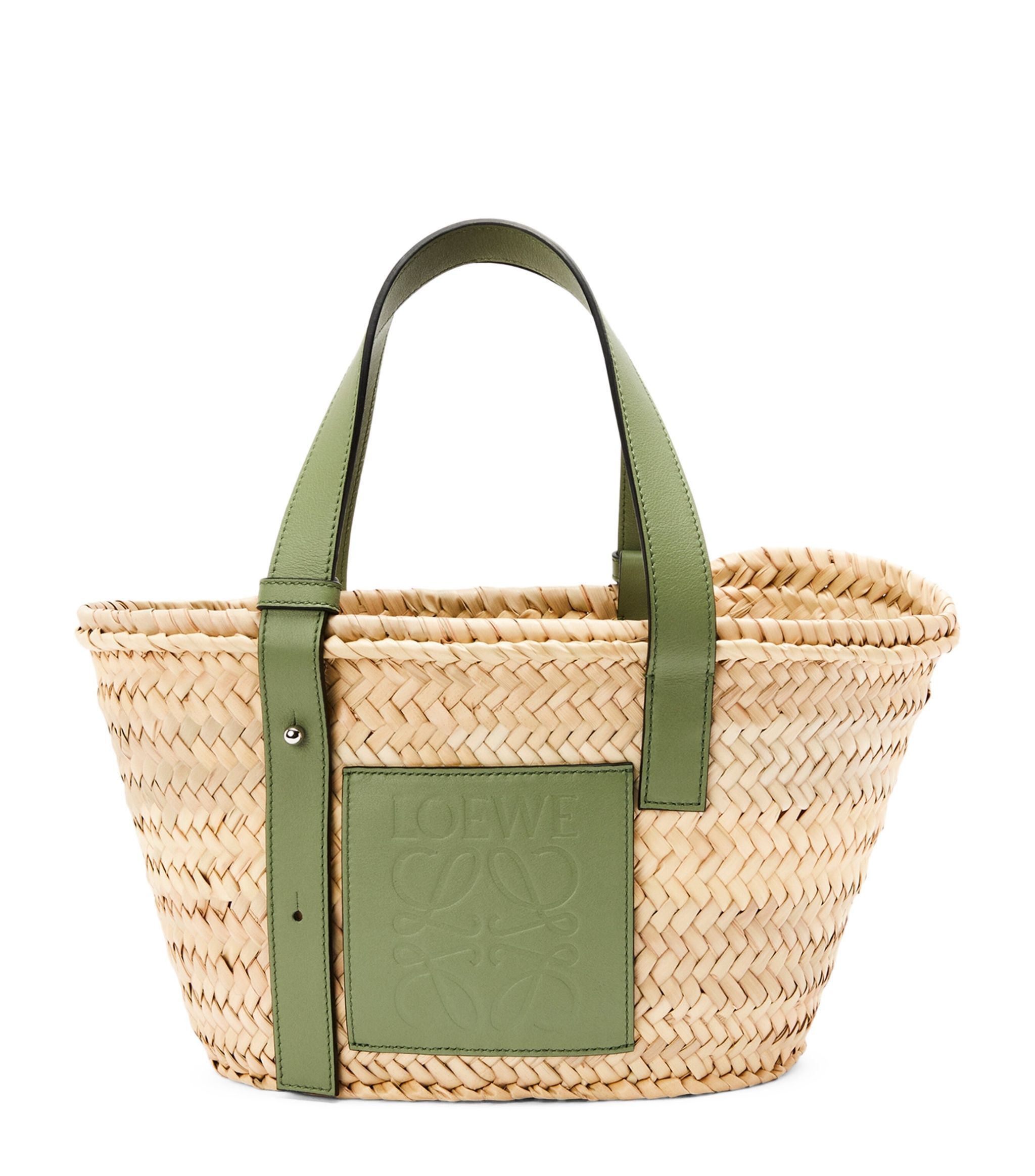 LOEWE Natural/rosemary x Paula’s Ibiza Small Woven Anagram Basket Bag | Harrods UK | Harrods