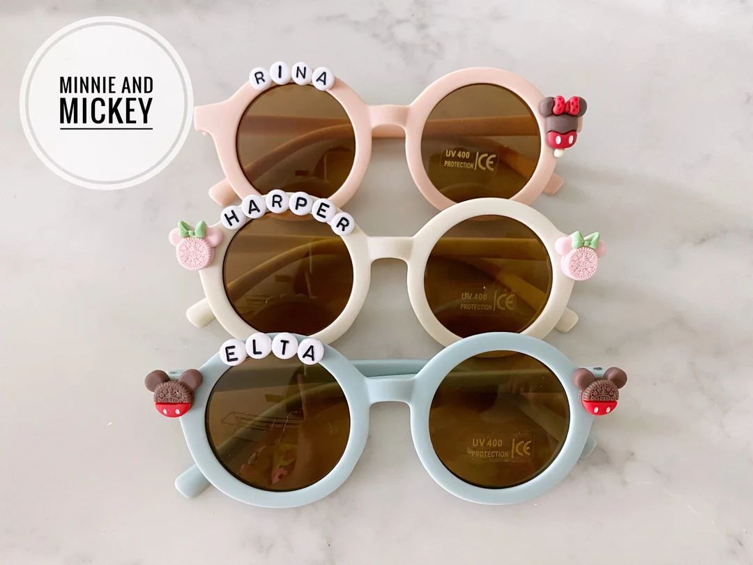 Mickey and Minnie Mouse Sunglasses Kids Toddlers Baby Sunnies Shades Customized Personalized Name... | Etsy (US)