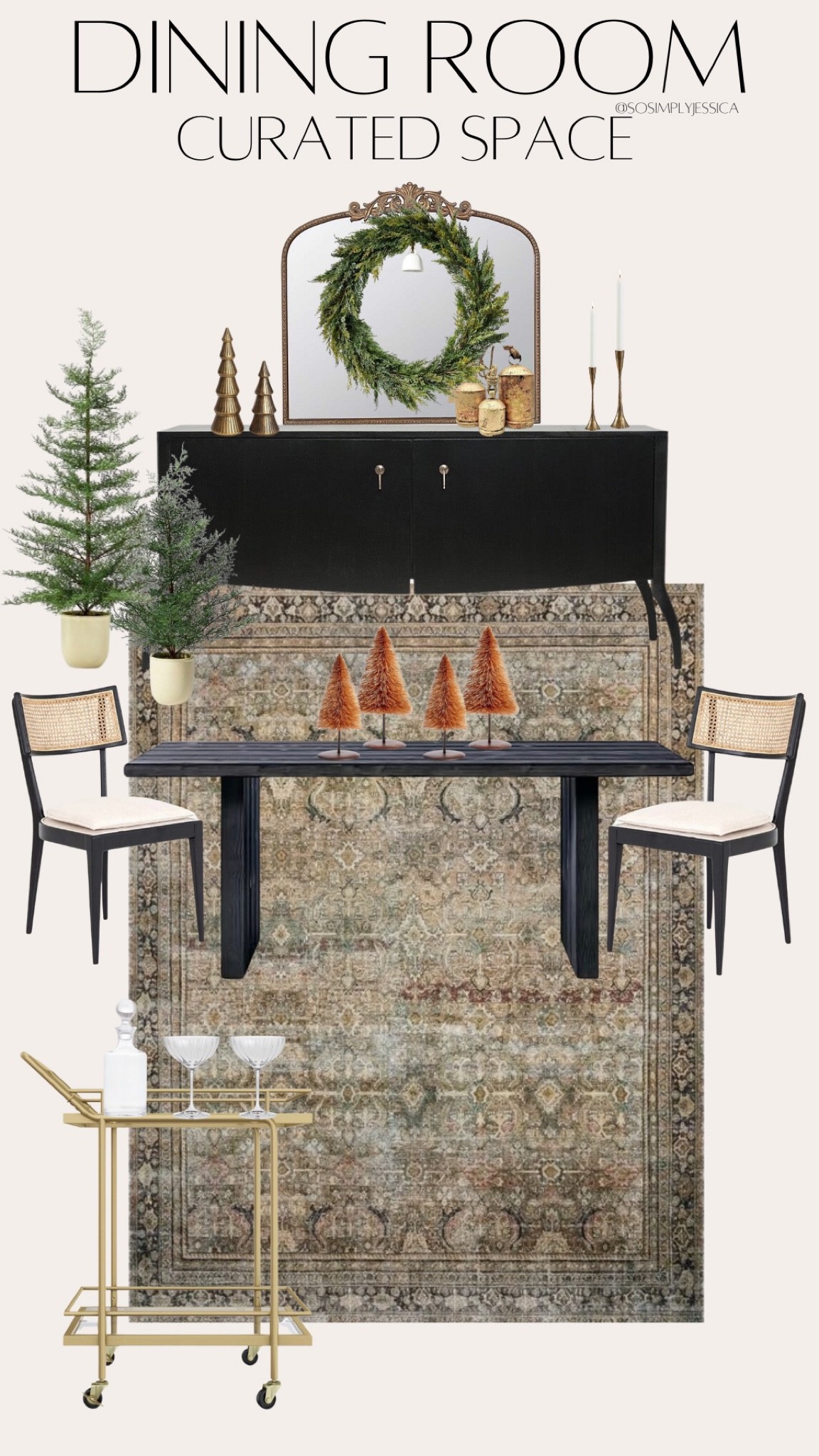 Dining room 
Holiday
Greenery
Christmas
Neutral
Sideboard 
Bar cart 

#LTKsalealert #LTKSeasonal #LTKHoliday