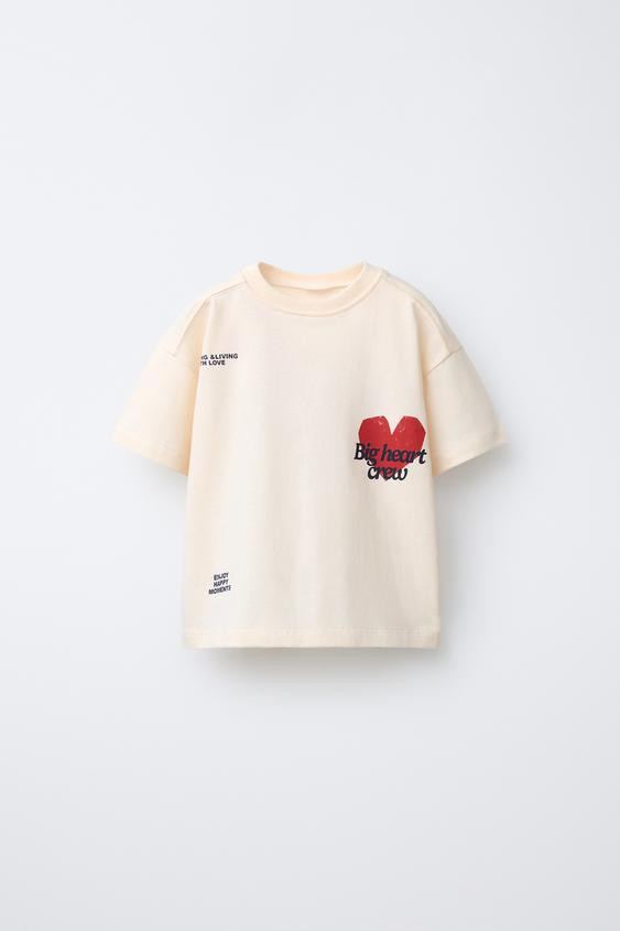 T-SHIRT WITH HEART AND SLOGAN PRINT | Zara UK