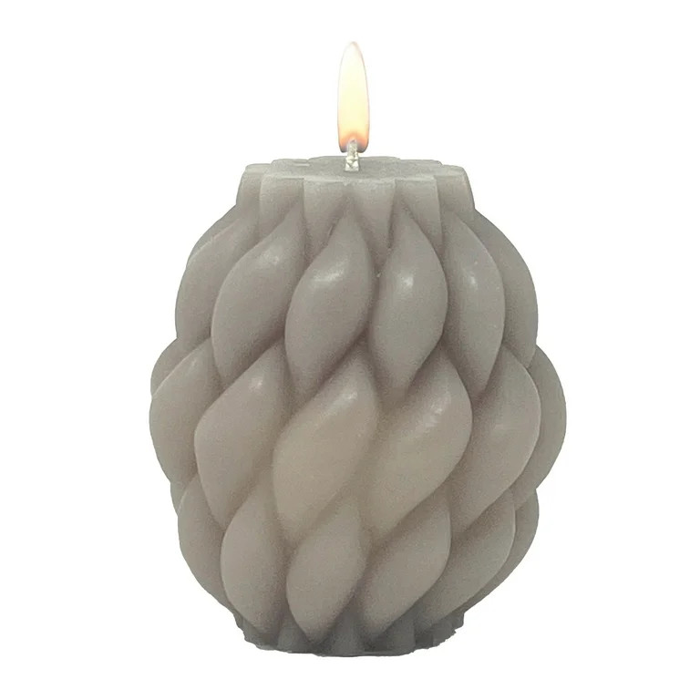 Mainstays 3.46" x 3.74" Braided Pillar Candle, Unscented, Taupe | Walmart (US)