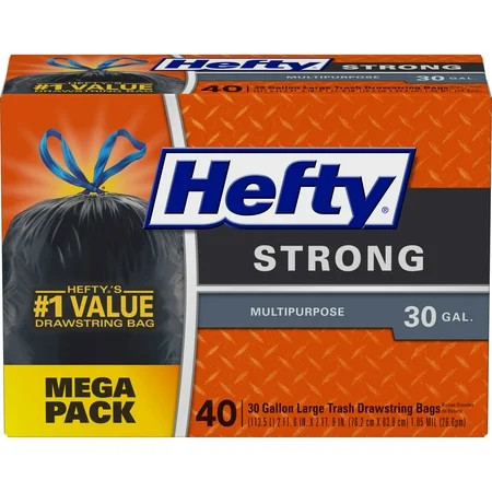 Hefty® Strong Multi-Purpose Trash Bags, 30 Gallon, 40 Bags (Drawstring) | Walmart Online Grocery