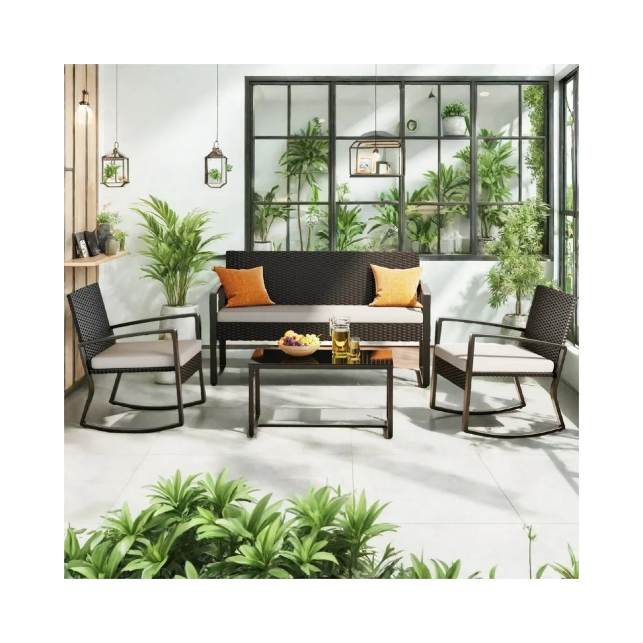 Only $106!! FLASH SALE 🚨 4 Pieces Patio Comversation Set with Outdoor Rocking Chairs, Rattan Loveseat, Glass Bistro Coffee Table 💞

#LTKSeasonal #LTKSummerEdit #LTKSaleAlert