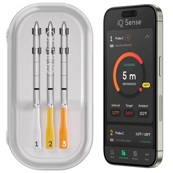 iQ Sense by CHEF iQ Smart Wireless Thermometer, WiFi Unlimited Range, 5 Sensors, Ultra-Thin Probe... | Walmart (US)