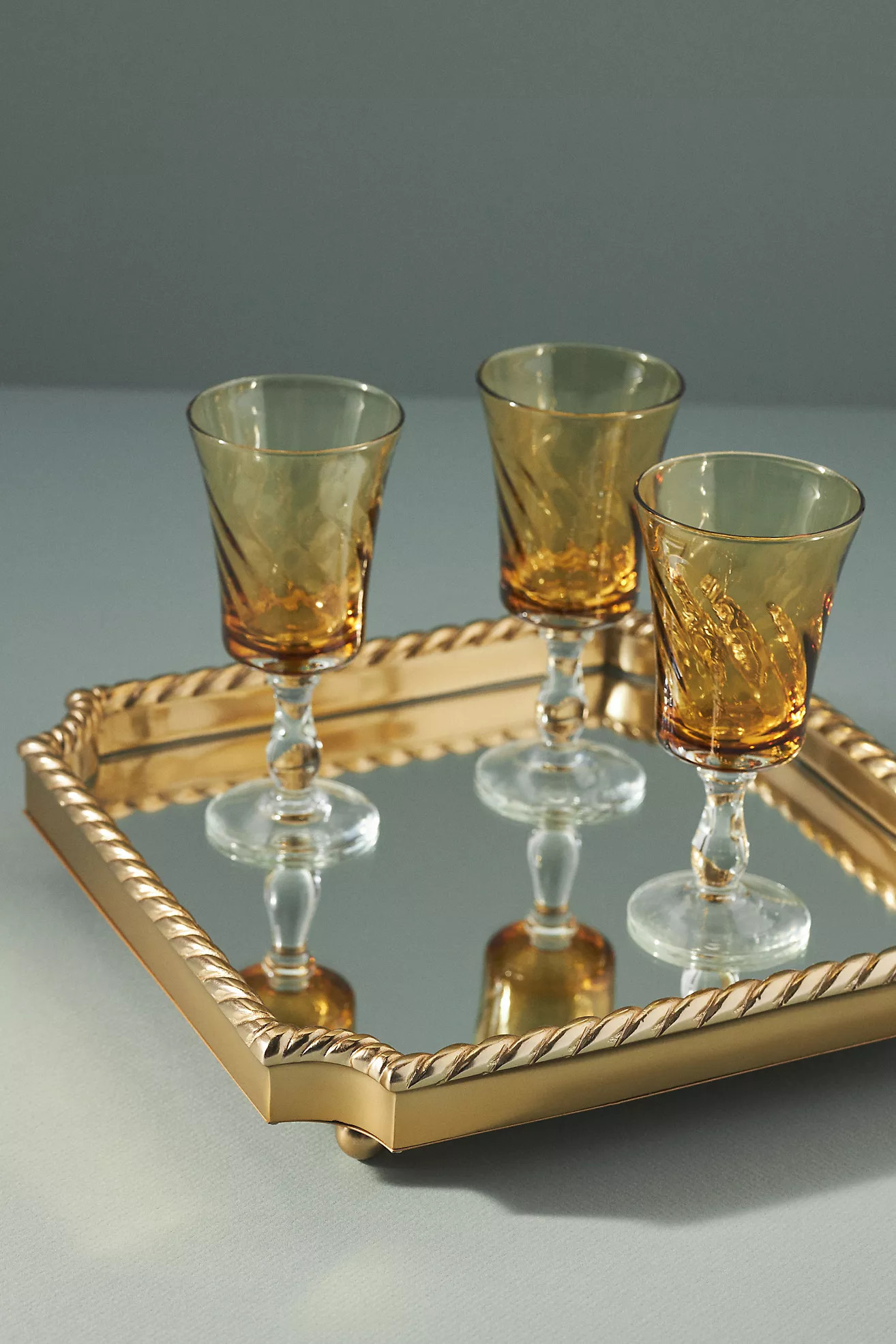 Livy Gold Metal Mirrored Bar Tray | Anthropologie (US)