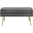 SOFT ASS Modern Velvet Storage Bench Upholstered Footrest Ottoman with Gold Metal Legs, Apply Liv... | Amazon (US)