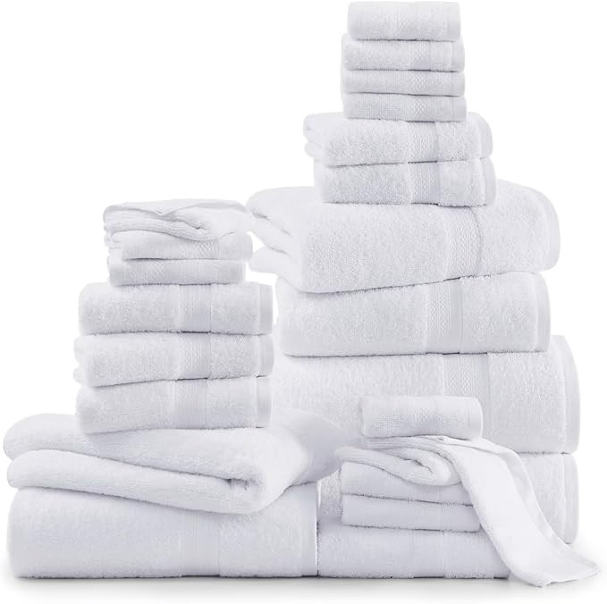 LANE LINEN 100% Cotton Bathroom Towel Set - 24 Pcs - Quick Dry, Ring Spun, Soft & Absorbent - 2 B... | Amazon (US)