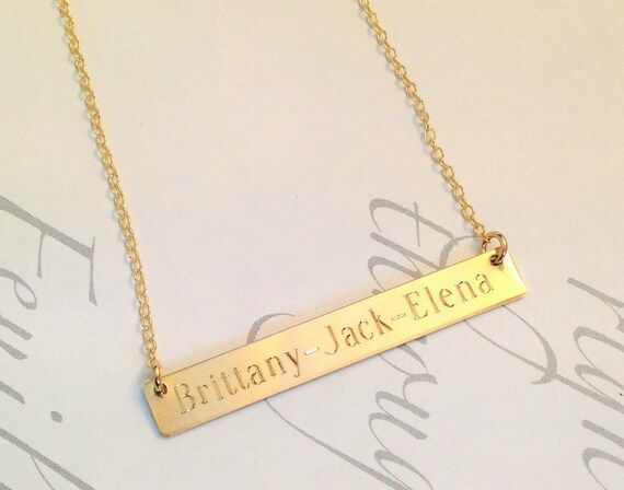 3 Name Necklace / Three Name Necklace /Gold Bar Necklace/ Long Bar necklace /Personalized Mothers Ne | Etsy (US)