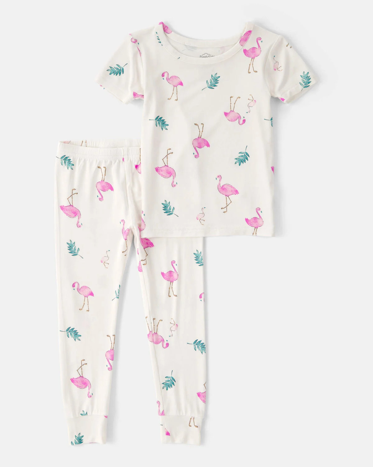 Toddler Girl Flamingo PurelySoft Short-Sleeve Snug Fit 2-Piece Pajama Set - Ivory | Carter's Inc