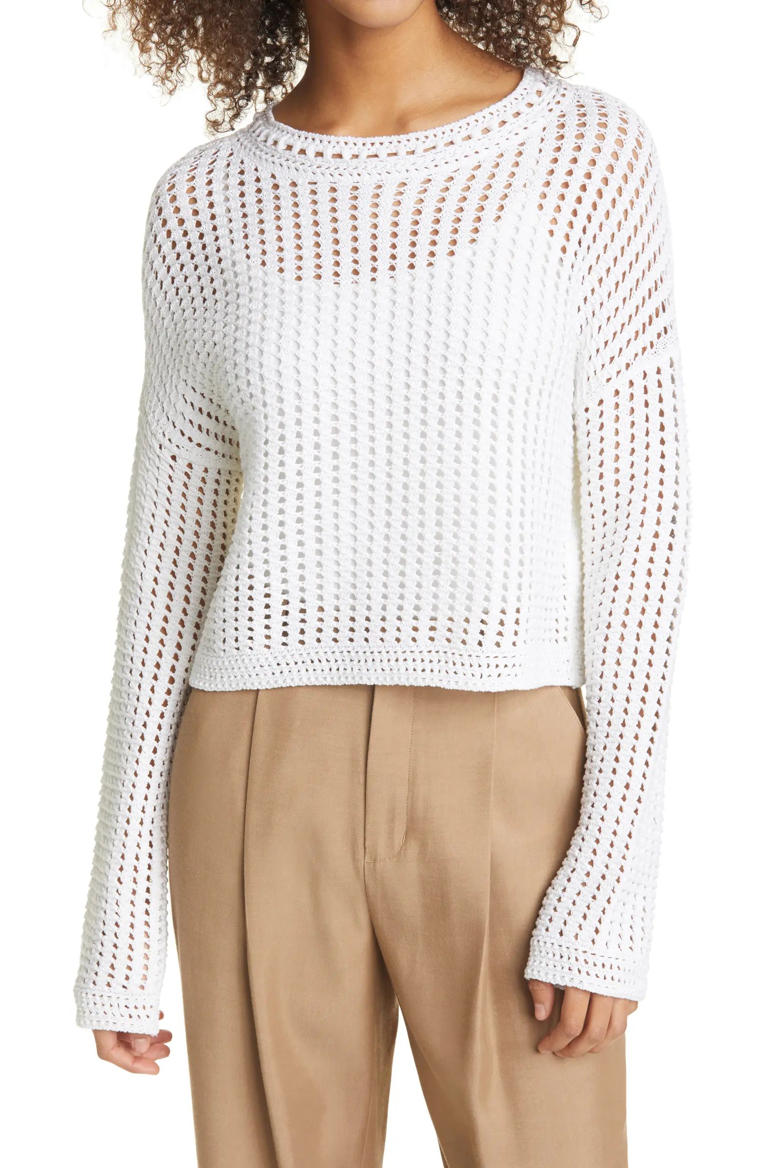 Crochet Crewneck Cotton Sweater | Nordstrom Rack