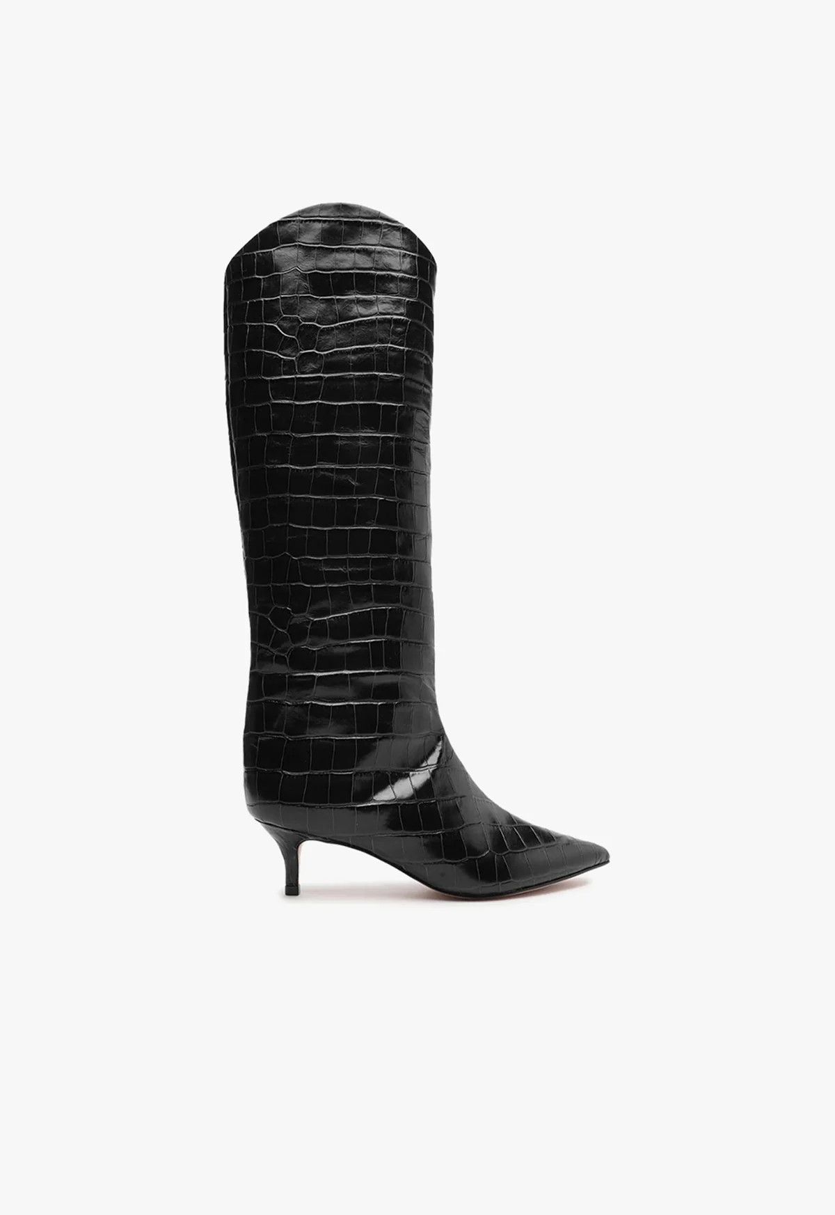 Black Low Stiletto Croc Boot Maryana | SCHUTZ | Schutz (US)