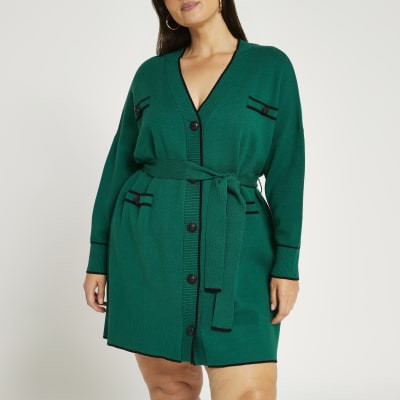 Plus green belted cardigan | River Island (UK & IE)