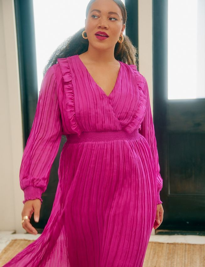 Surplice Bodice Pleated Dress | Eloquii