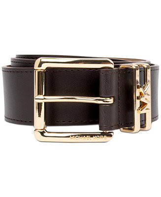 MICHAEL Michael Kors Women's Genuine Leather Logo Belt - Macy's | Macy's