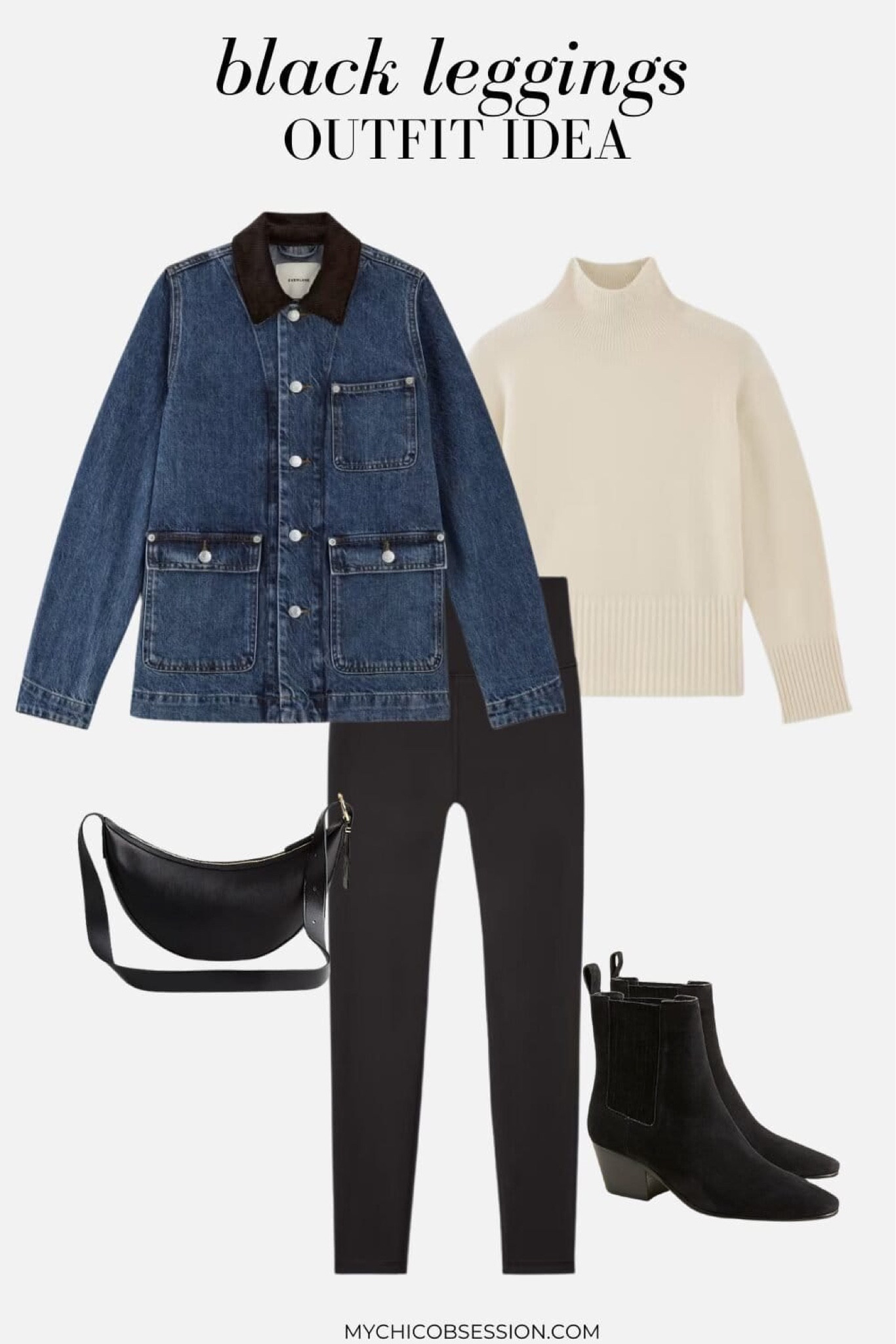 In this black leggings outfit, pair them with an oversized sweater for that cozy-just-rolled-out-of-bed-but-still-look-fabulous vibe. You can search specifically for sweaters with an oversized fit, or size up 1-2 sizes in the fall sweater you’ve got your eye on.

Throw on a trendy ranch/barn jacket or a classic denim jacket; it’s the perfect layering piece that adds a bit of edge to your look. Finish your look with a pair of ankle boots.

#LTKSeasonal #LTKStyleTip #LTKShoeCrush