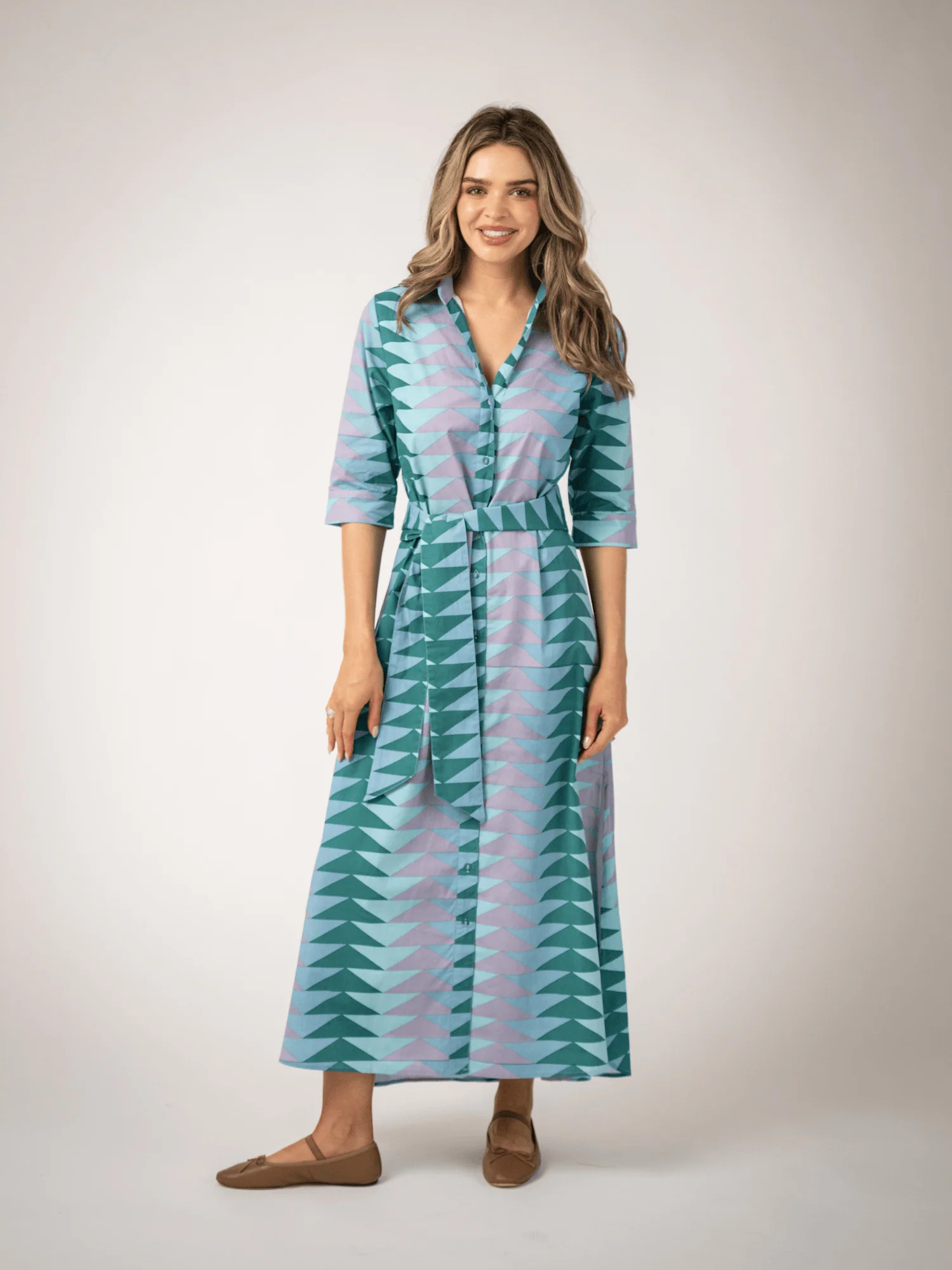 The Eloise Dress in Periwinkle Bagru Triangle | Beau & Ro