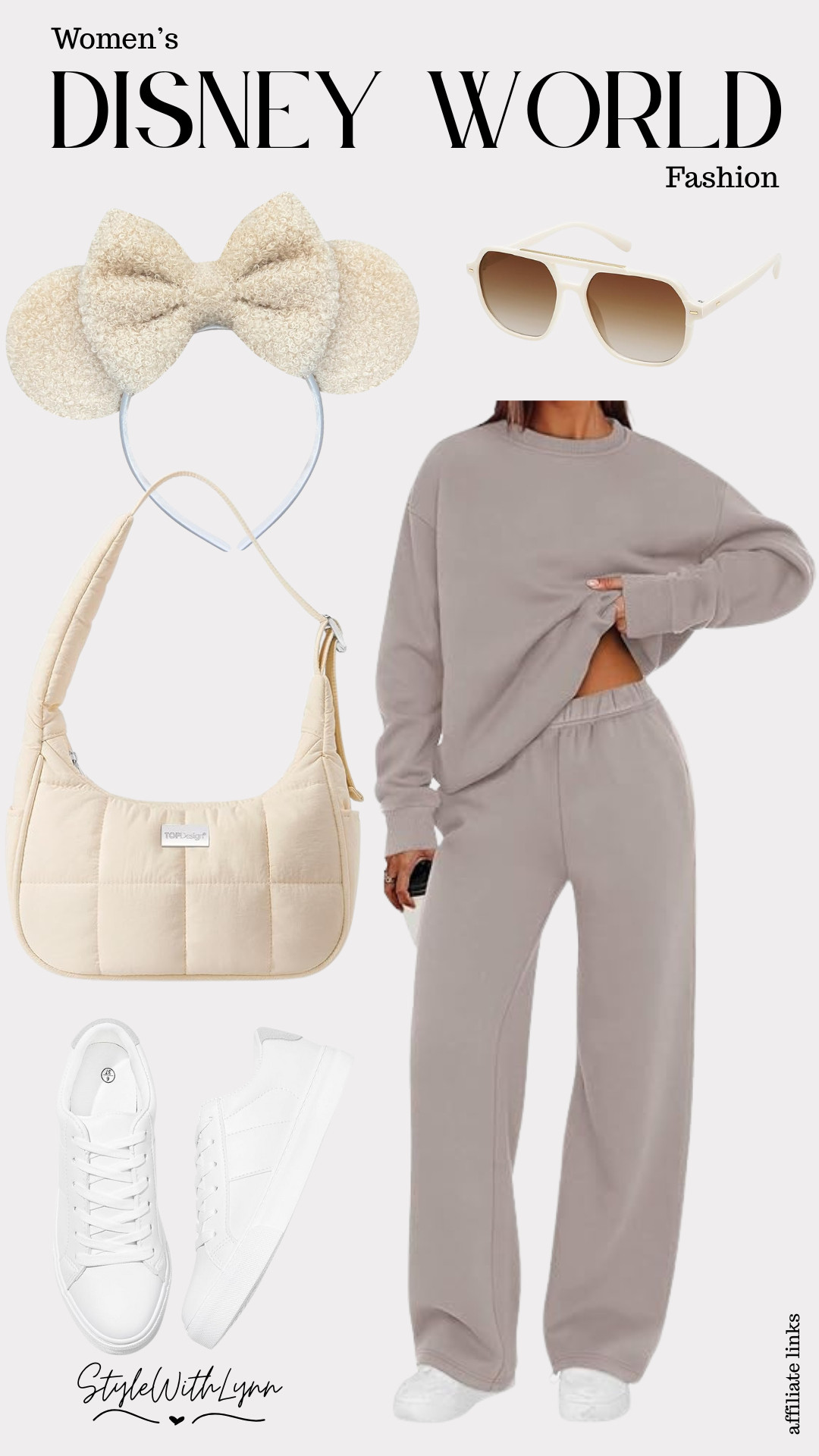Neutral, comfy, and park-approved. 
The soft lounge set is perfect for travel days or long park hours, the white sneakers keep things practical, and the neutral Minnie ears tie it all together without being over the top. Easy, breathable, and effortless, aka the Disney uniform I swear by. 🤍

👉 Shop every piece through my LTK!


Disney World women outfit
Disney World outfit ideas women
Neutral Disney outfit
Comfy Disney World outfit
Disney lounge set outfit
Disney airport outfit
Minimal Disney outfit
Women’s Disney fashion
Casual Disney World outfit
Stylish Disney park outfit
Disney travel outfit women
Affordable Disney World outfit 

 #LTKootd #LTKTravel