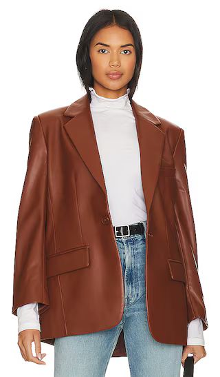 Imaan Faux Leather Blazer in Cognac | Revolve Clothing (Global)