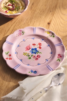 Annette Floral Melamine Dessert Plates, Set of 4 | Anthropologie (US)