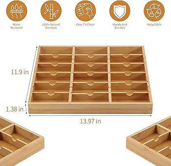MinBoo Bamboo Spice Drawer Organizer Adjustable Spice Rack Organizer 18 Spice Jar Organizer Spice... | Amazon (US)