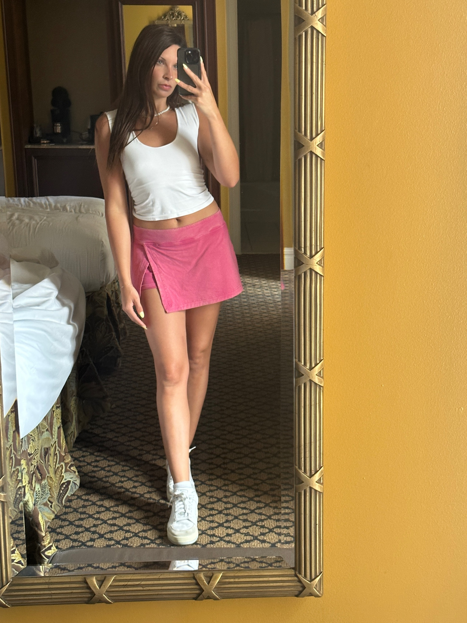 Current uniform ✨ I own 3 colors in this skort and this top goes perfectly with it! The top is double lined so you can skip a bra and it’s super soft and stretchy! The skort runs a little short but of course has shorts inside!

#LTKstyletip #LTKunder50 #LTKunder100